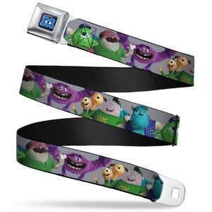 Buckle Down Disney Monsters University Logo Full Color Blue White Seatbelt Belt